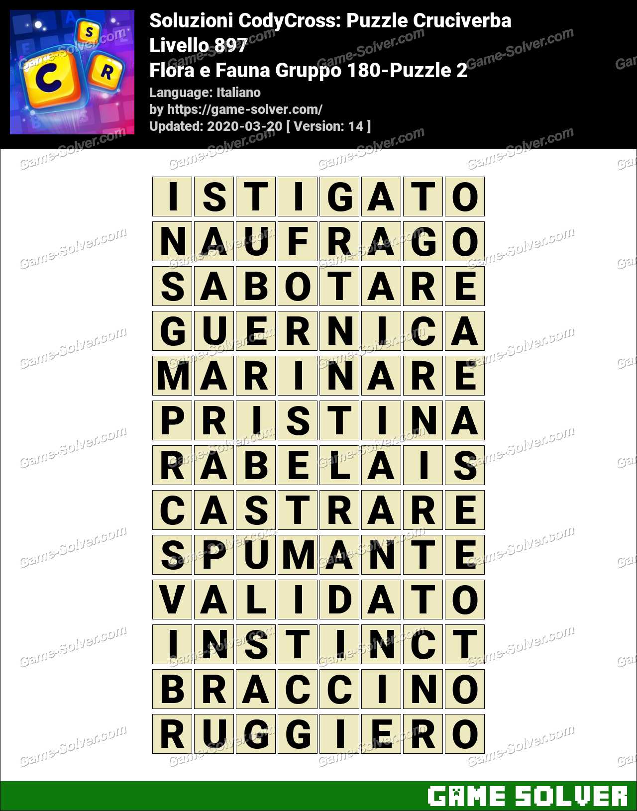 Soluzioni CodyCross Flora e Fauna Gruppo 180-Puzzle 2