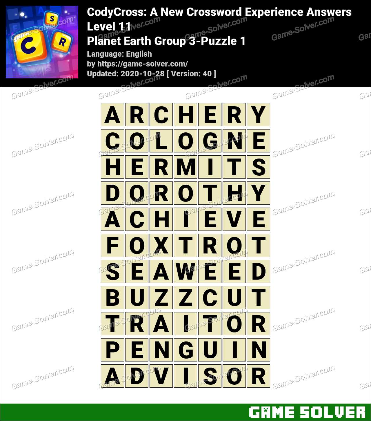 Codycross Planet Earth Group 3 Puzzle 1 Answers Game Solver