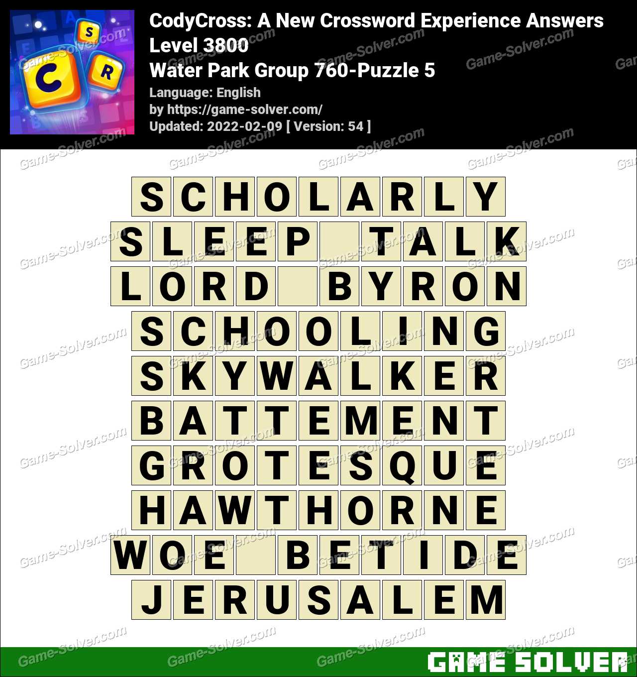 CodyCross Water Park Group 760-Puzzle 5 Answers • Game Solver