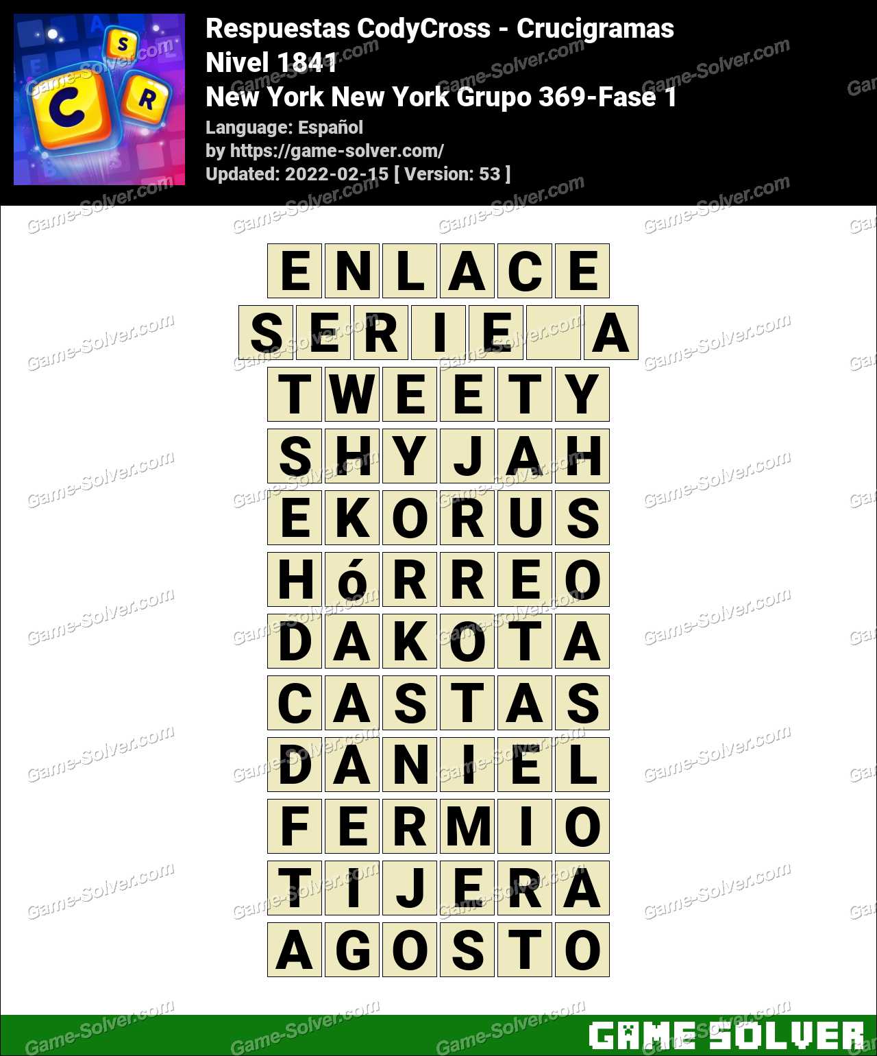 Respostas CodyCross New York, New York! Grupo 369-Fase 2 • Game Solver
