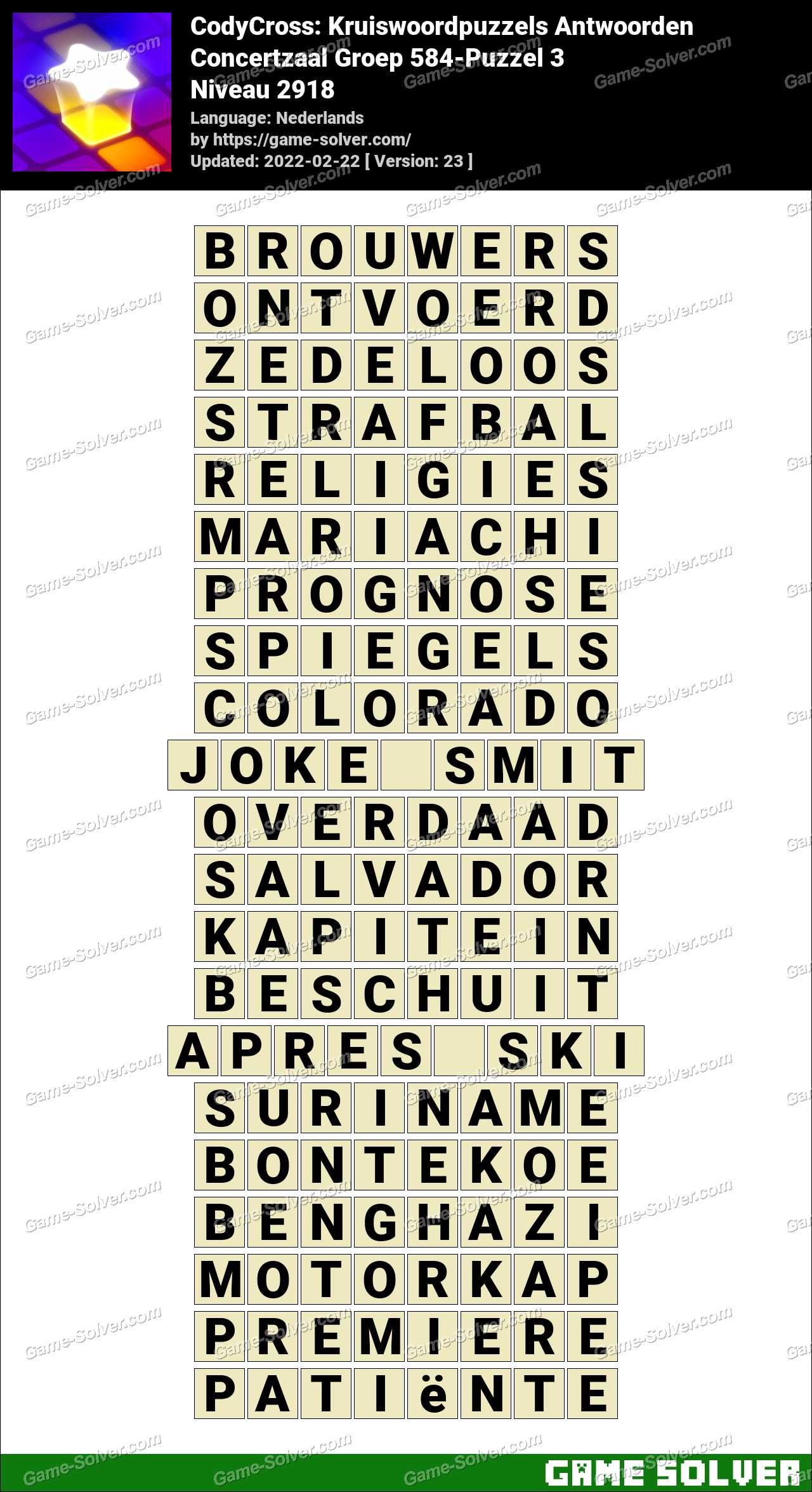 Teken maagd Gelach CodyCross Concertzaal Groep 584-Puzzel 3 Antwoorden • Game Solver