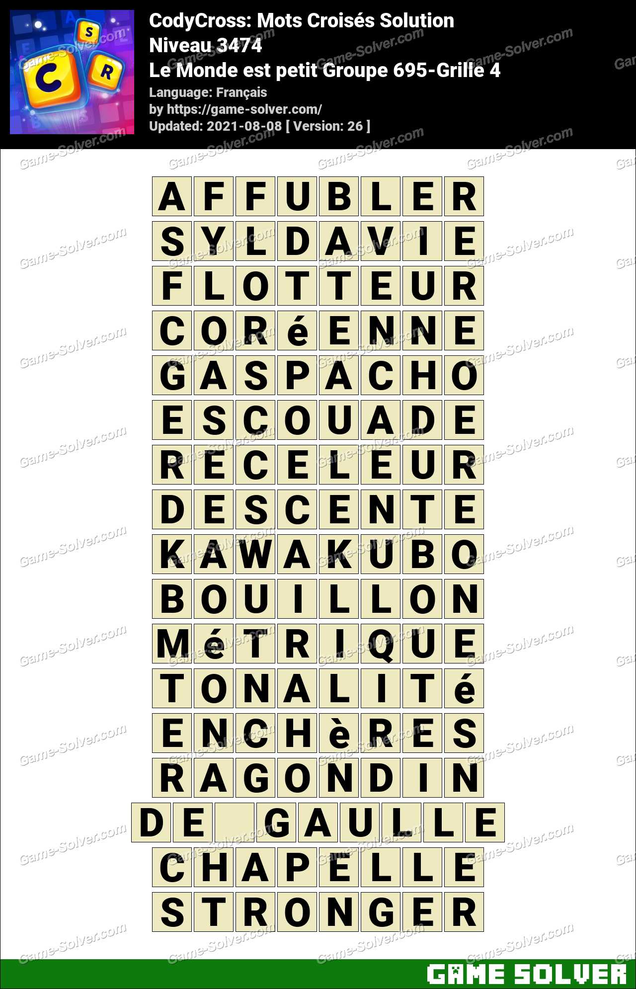 Codycross Le Monde Est Petit Groupe 695 Grille 4 Solution Game Solver