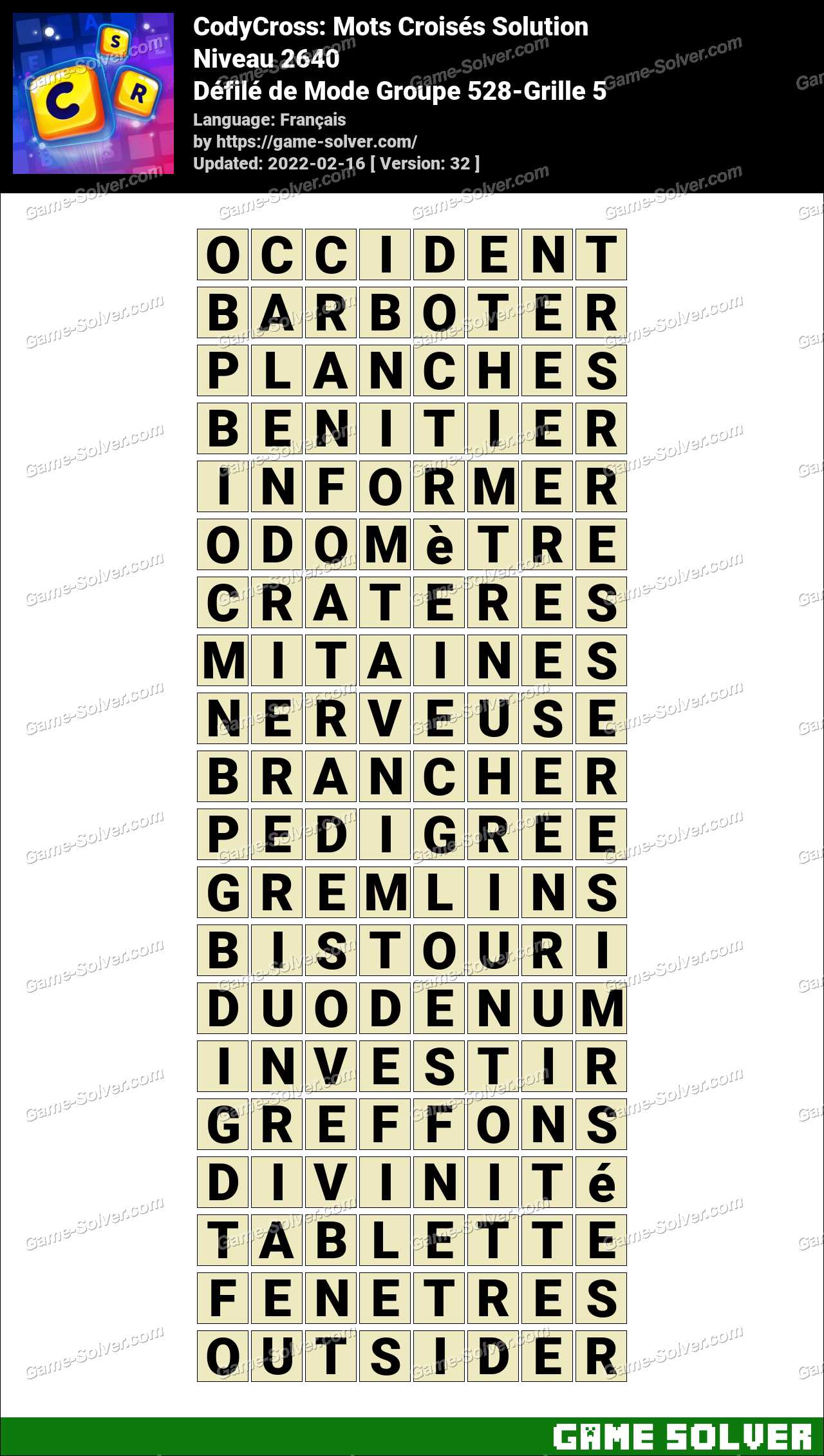 Partie De L Intestin Grêle Mots Fléchés CodyCross Défilé de Mode Groupe 528-Grille 5 Solution • Game Solver