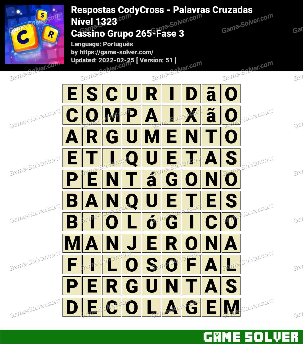 Respostas CodyCross Artes Cênicas Grupo 888-Fase 3 • Game Solver