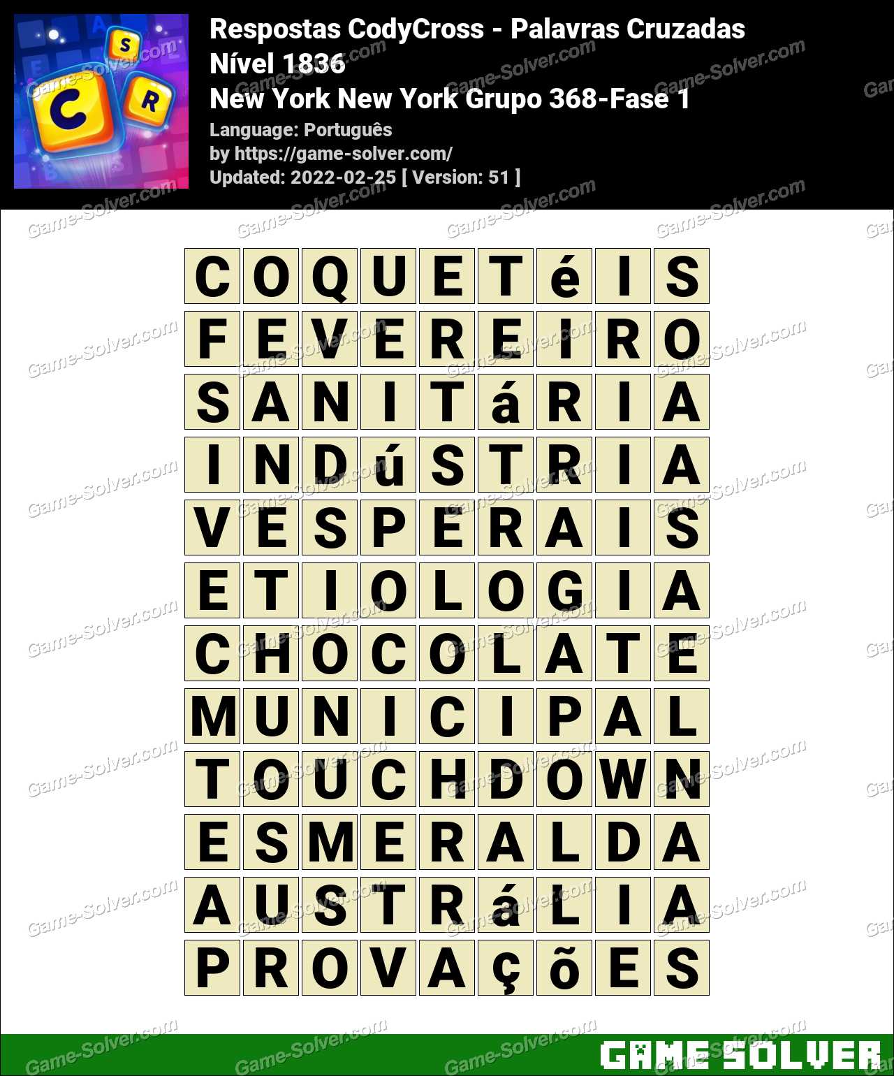 Respostas CodyCross New York, New York! Grupo 368-Fase 4 • Game Solver