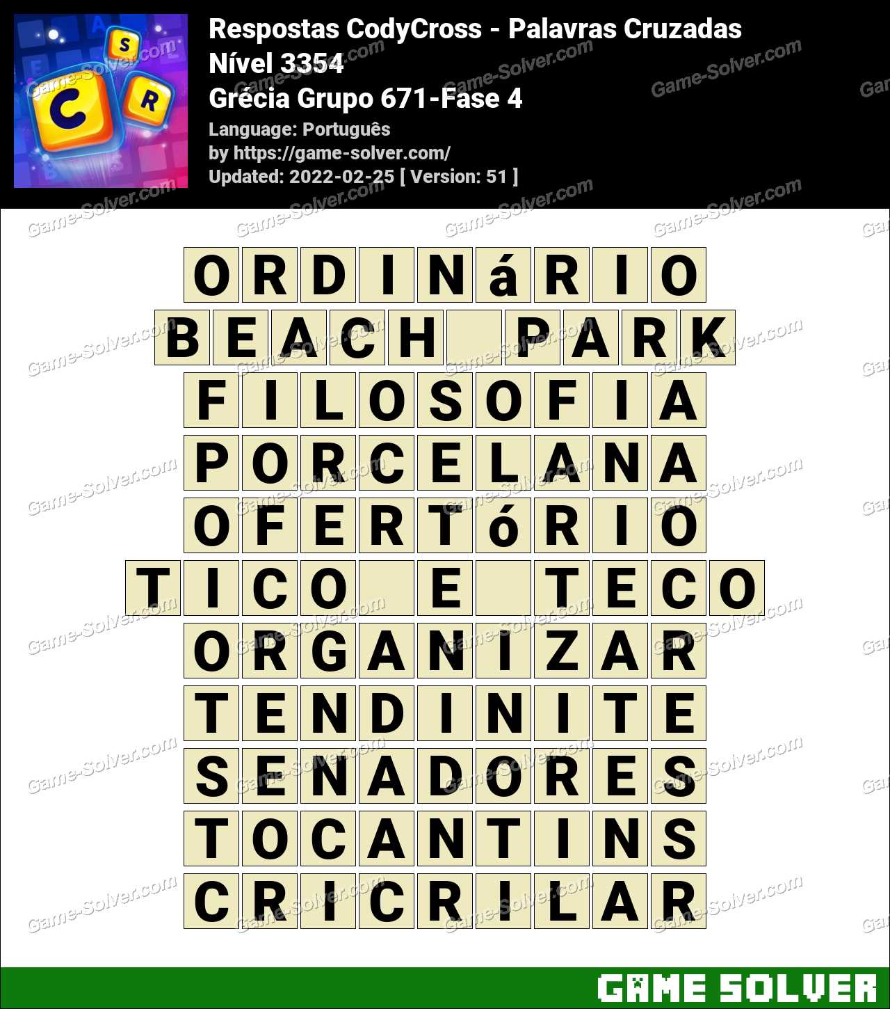 Respostas CodyCross Cruzeiro Grupo 647-Fase 4 • Game Solver