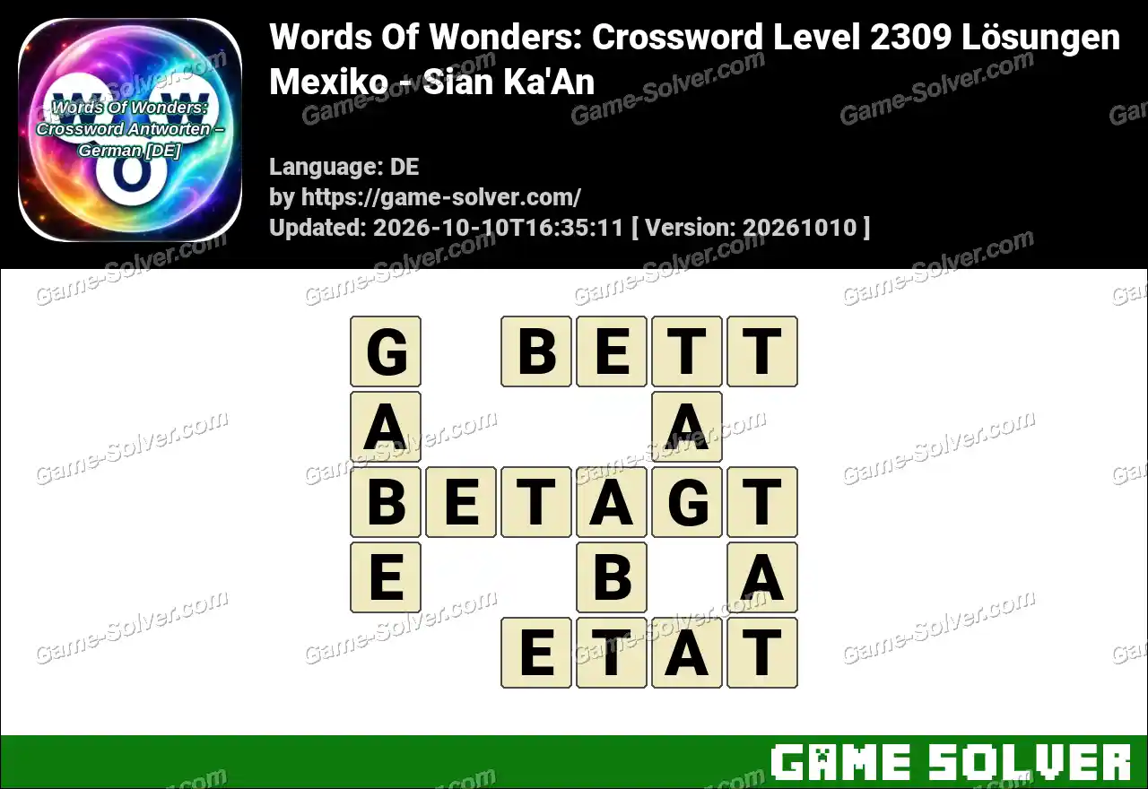 Words Of Wonders: Crossword Level 2309 Lösungen – Mexiko – Sian Ka’An