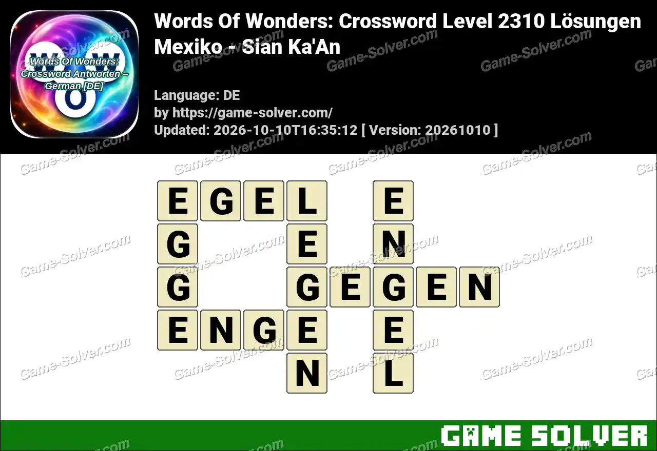 Words Of Wonders: Crossword Level 2310 Lösungen – Mexiko – Sian Ka’An