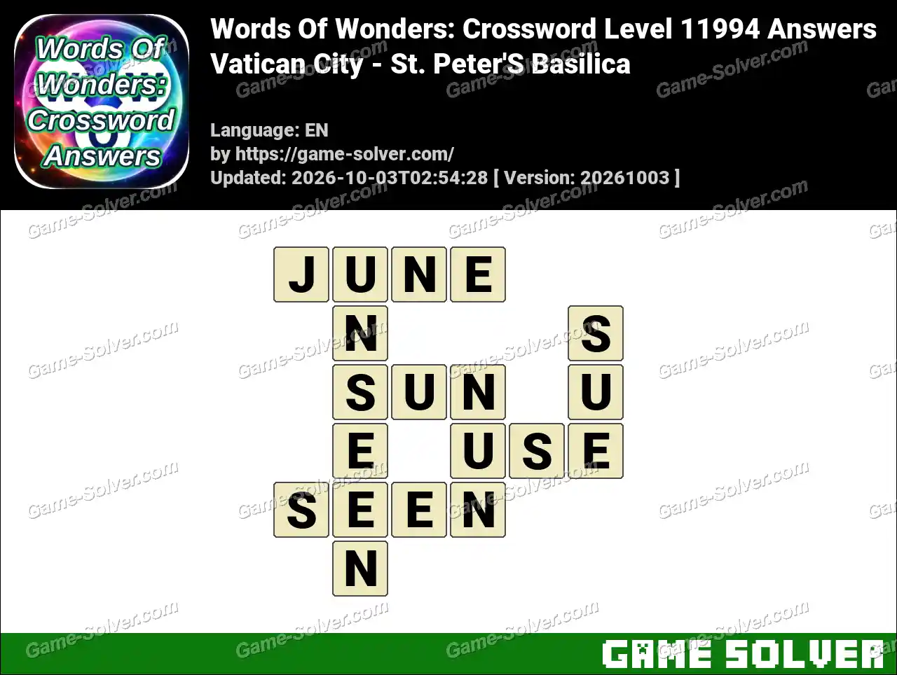 Words Of Wonders: Crossword Level 11994 Answers – Vatican City – St. Peter’S Basilica