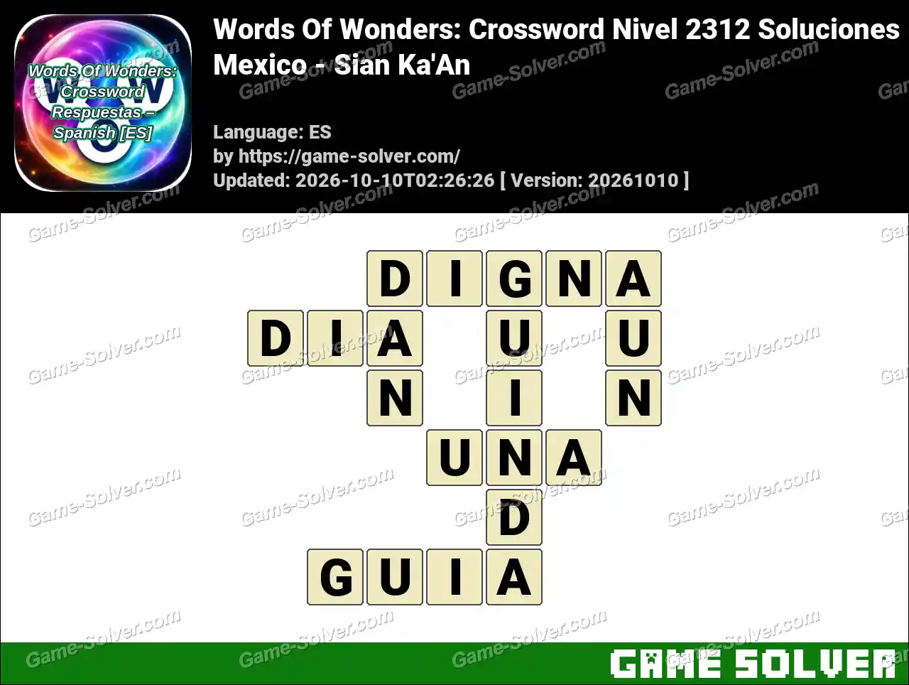 Words Of Wonders: Crossword Nivel 2312 Soluciones – Mexico – Sian Ka’An