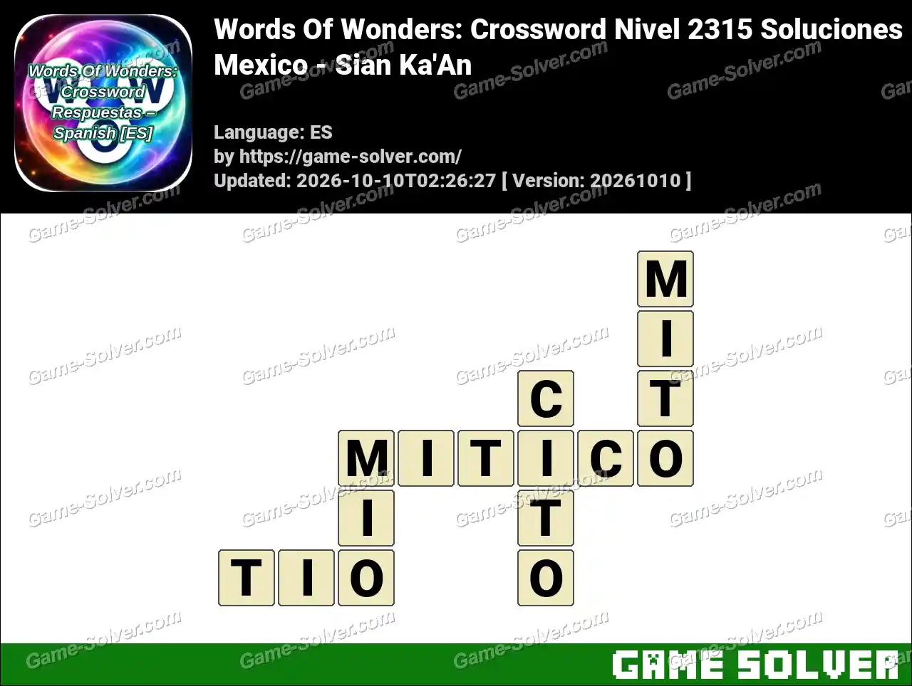 Words Of Wonders: Crossword Nivel 2315 Soluciones – Mexico – Sian Ka’An