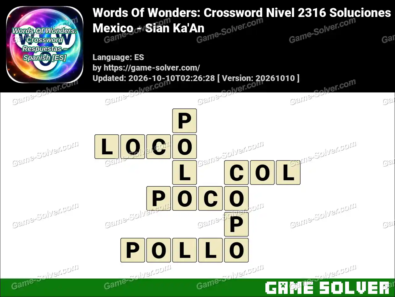 Words Of Wonders: Crossword Nivel 2316 Soluciones – Mexico – Sian Ka’An