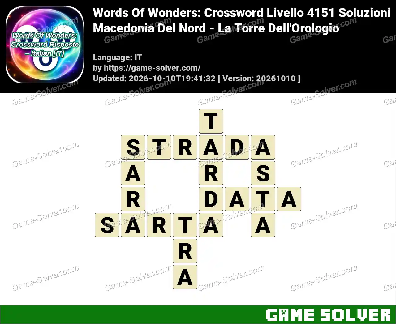 Words Of Wonders: Crossword Livello 4151 Soluzioni – Macedonia Del Nord – La Torre Dell’Orologio