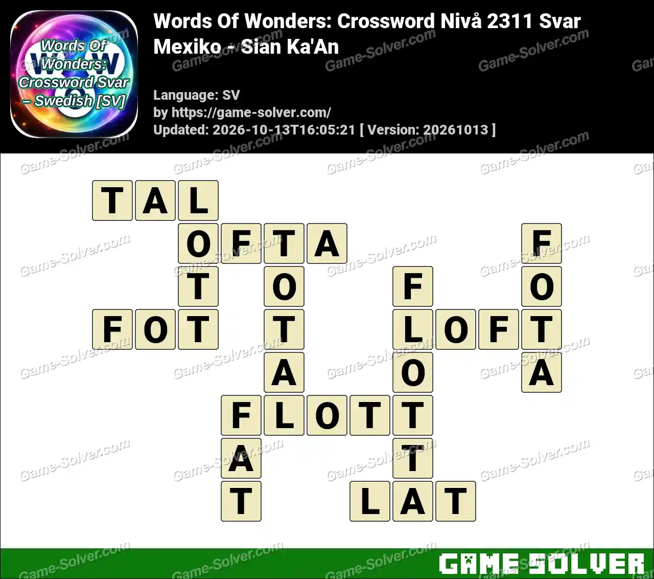 Words Of Wonders: Crossword Nivå 2311 Svar – Mexiko – Sian Ka’An