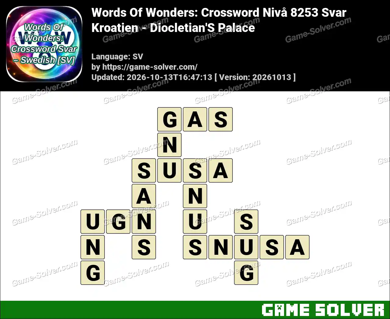 Words Of Wonders: Crossword Nivå 8253 Svar – Kroatien – Diocletian’S Palace