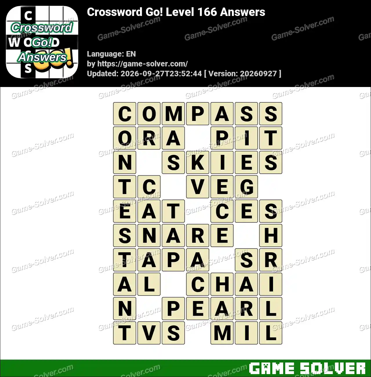 Crossword Go! Level 166 Answers • Game Solver