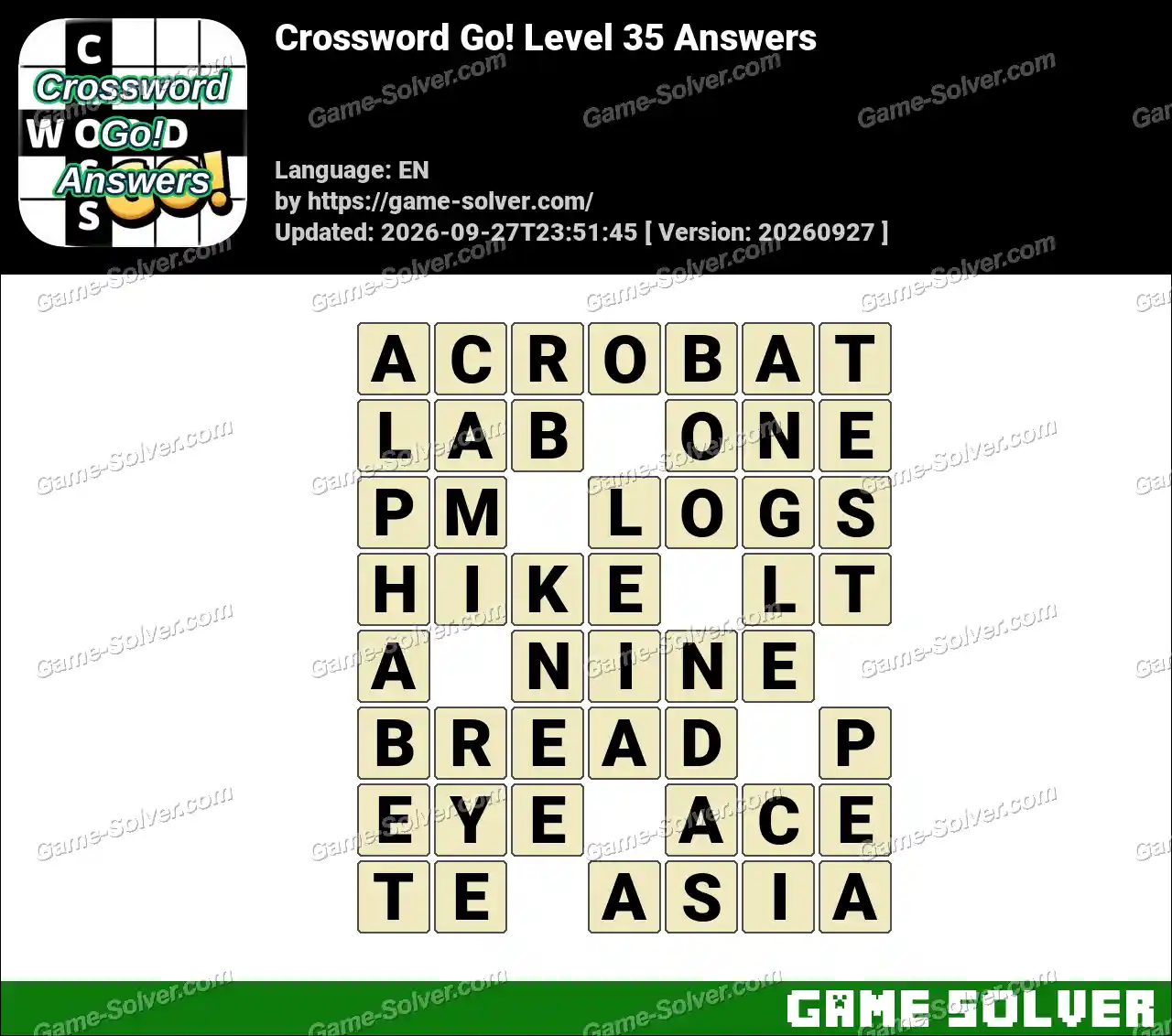 Crossword Go! Level 35 Answers • Game Solver