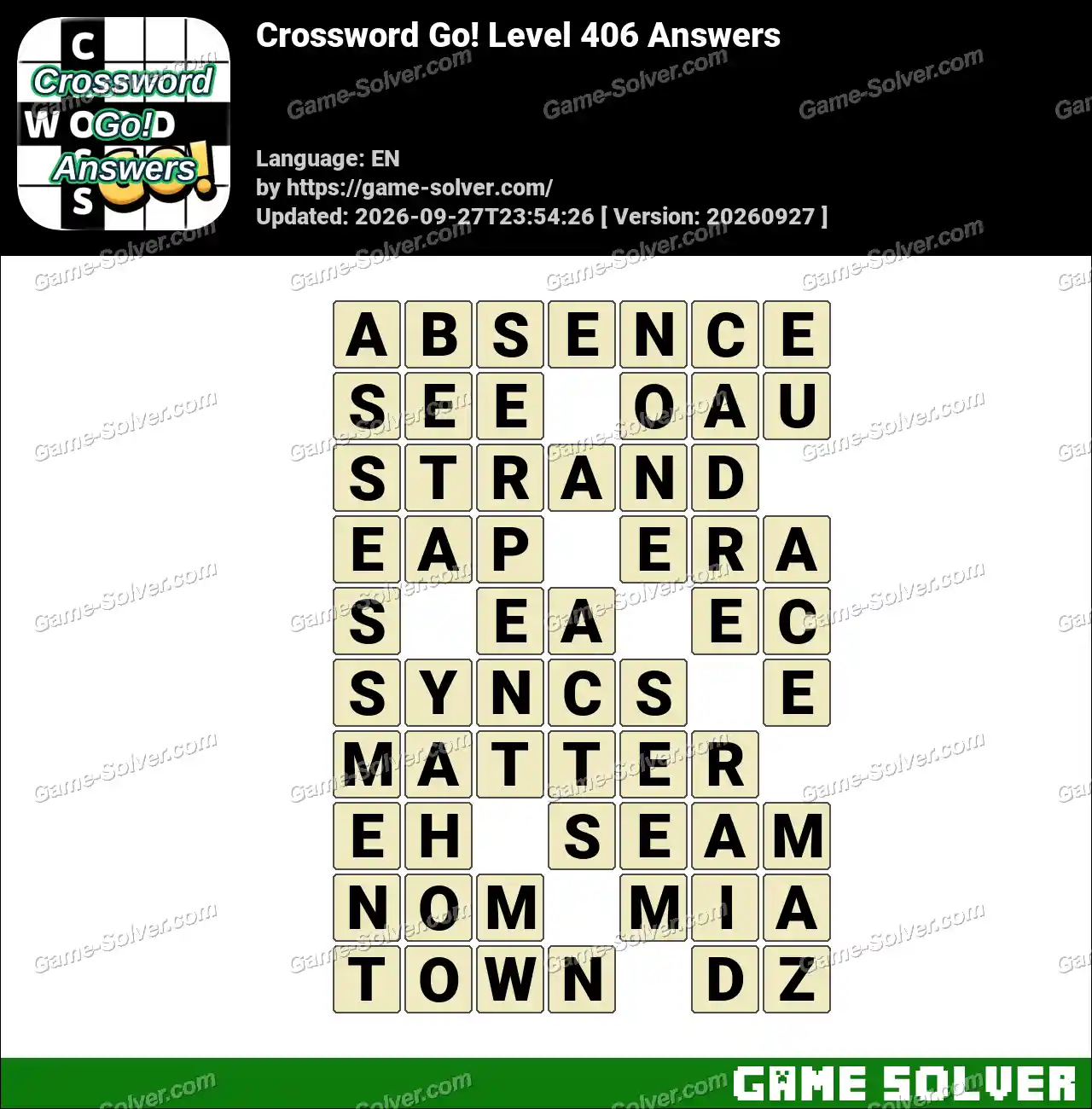 Crossword Go! Level 406 Answers • Game Solver