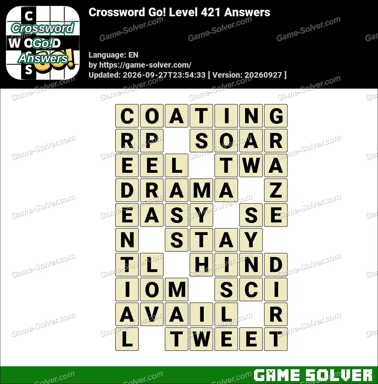 Crossword Go! Level 421 Answers • Game Solver