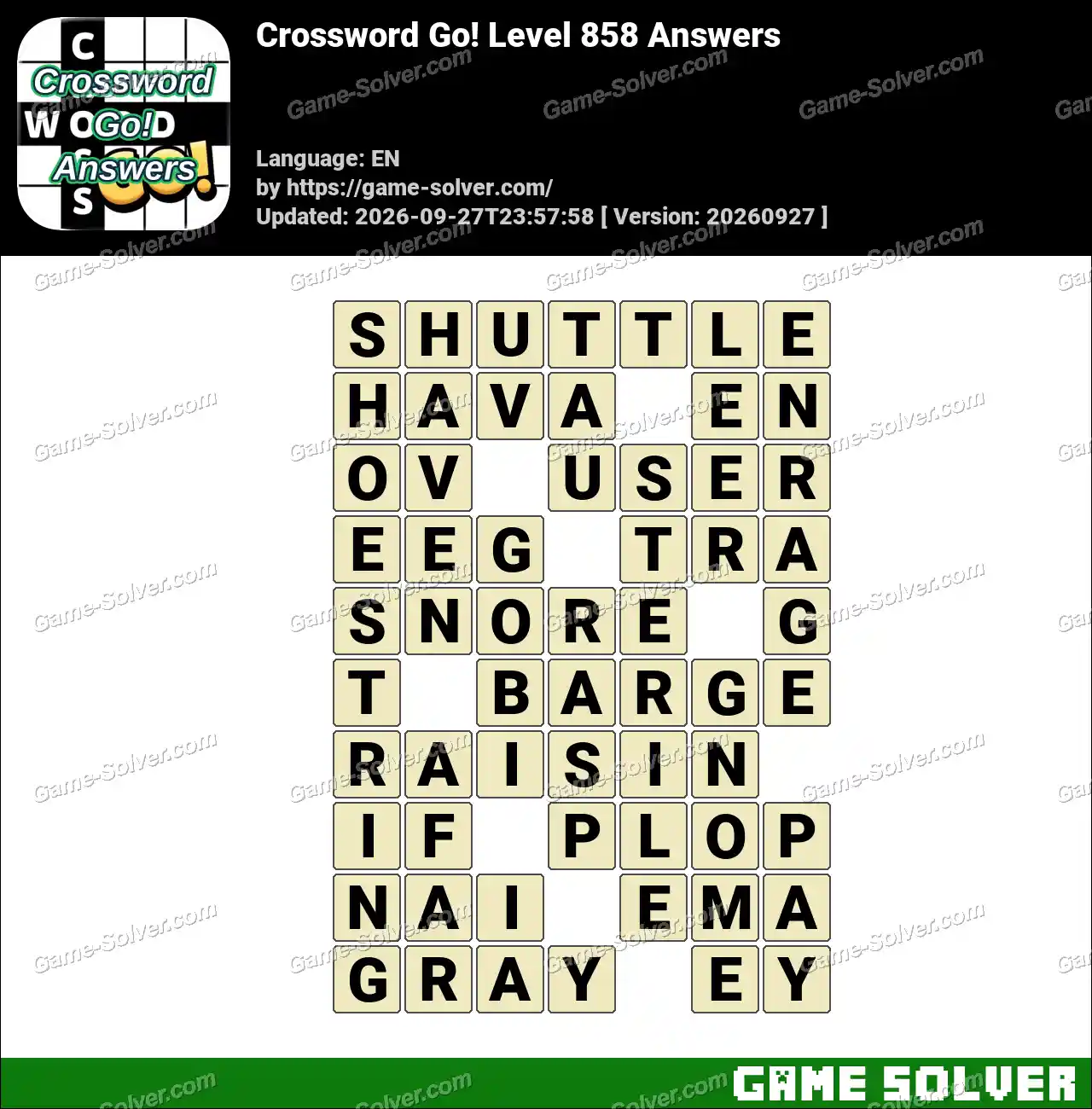 Crossword Go! Level 858 Answers • Game Solver