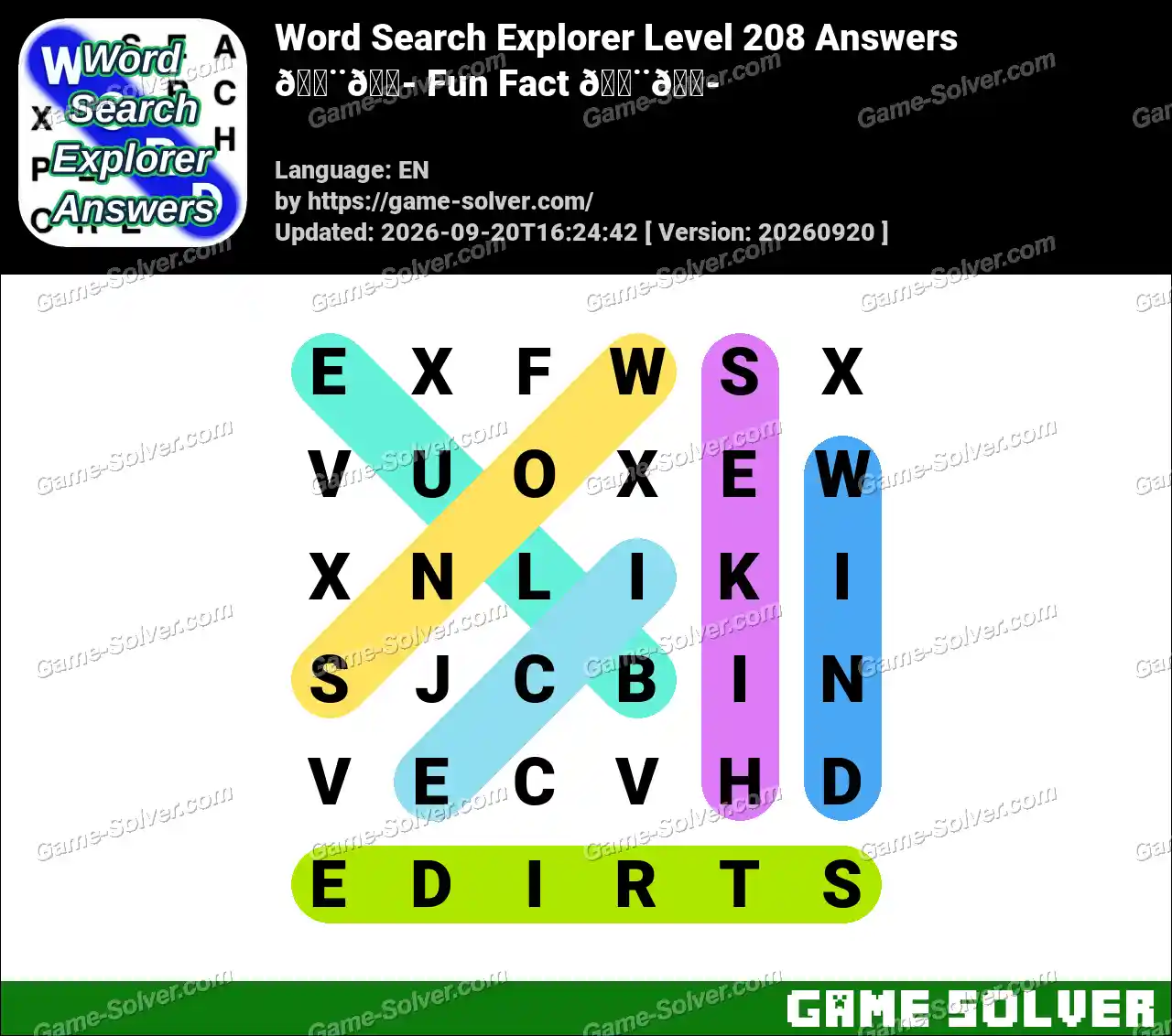Word Search Explorer Level 208 Answers • Game Solver