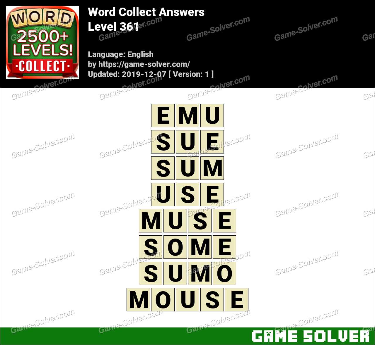 Word Collect Level 361 Answers • Game Solver