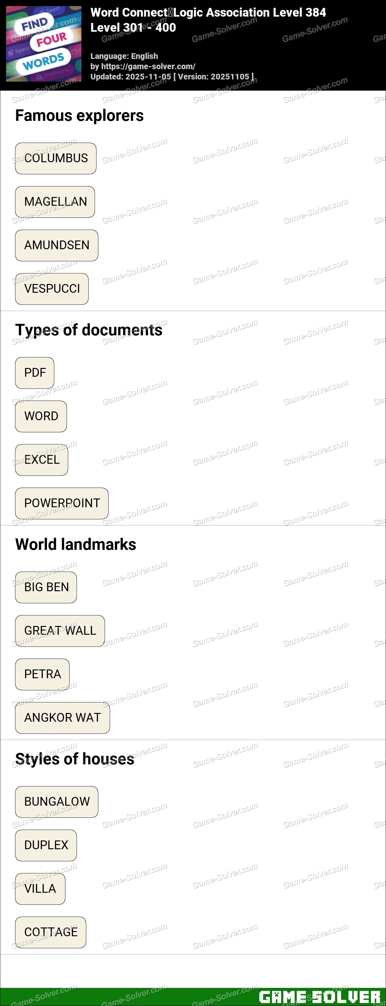 Word Connect - Logic Association Level 384 • Game Solver
