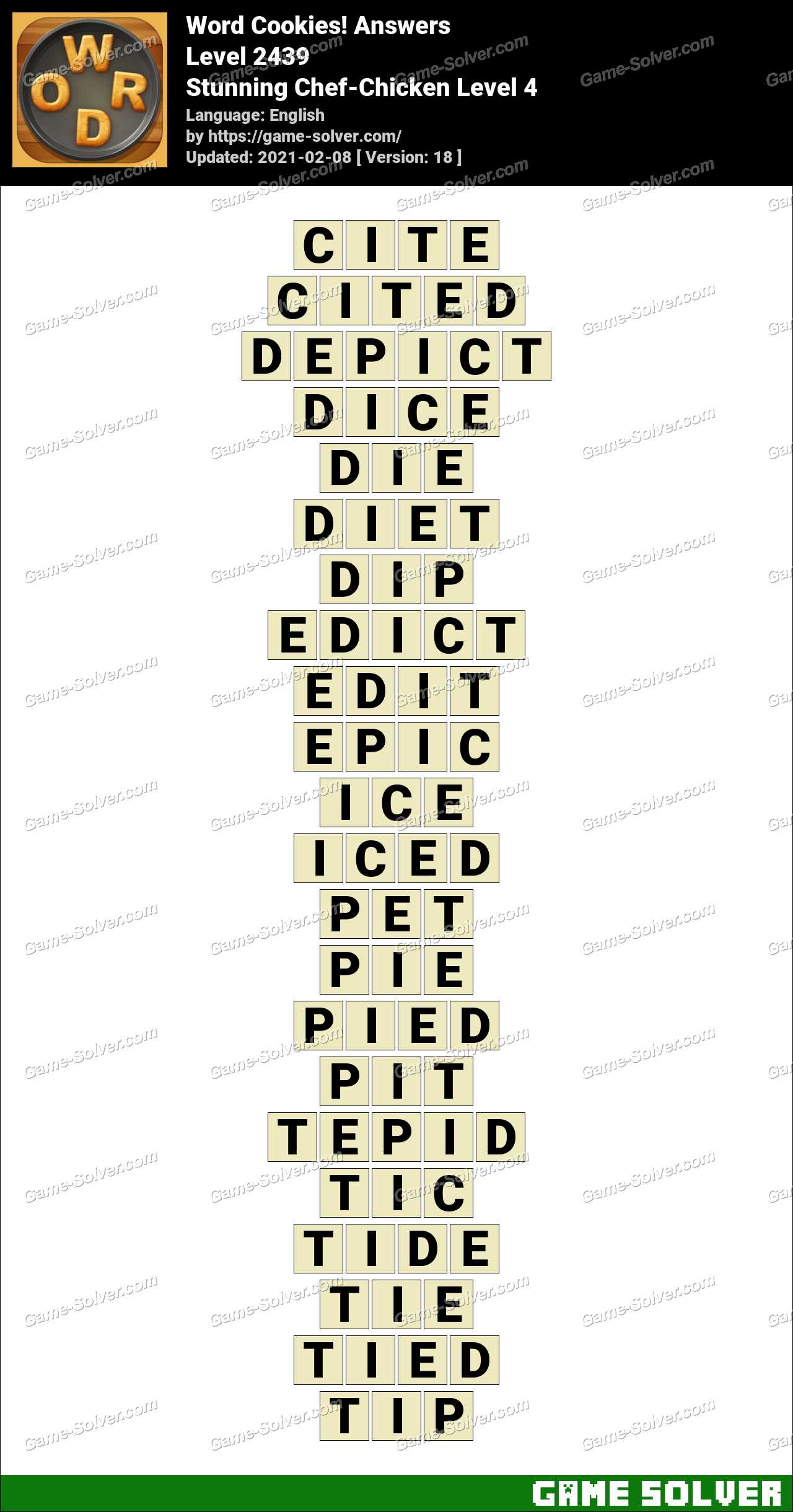 Word Cookies Stunning Chef-Chicken Level 4 Answers • Game Solver