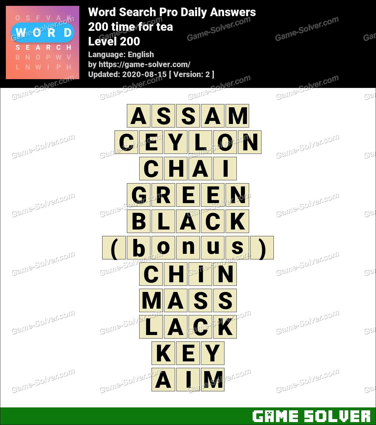Word Search Pro 0 Time For Tea Answers Game Solver