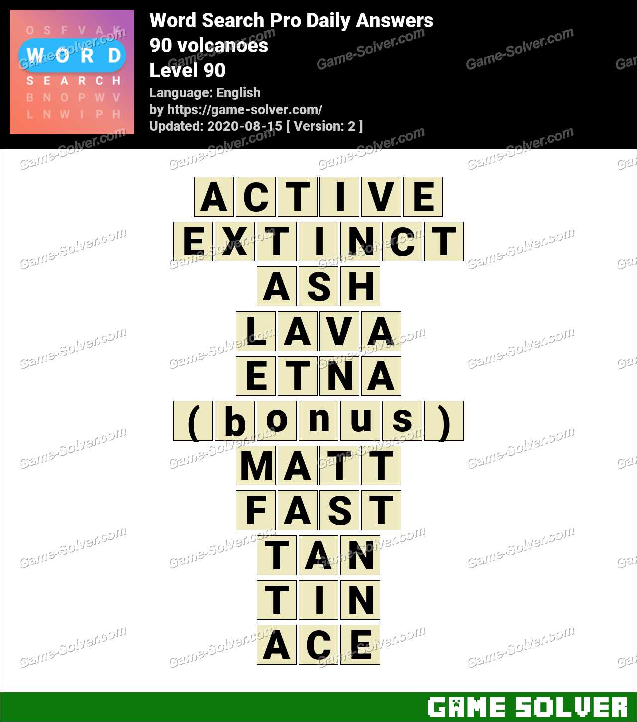 word search pro 90 volcanoes answers game solver