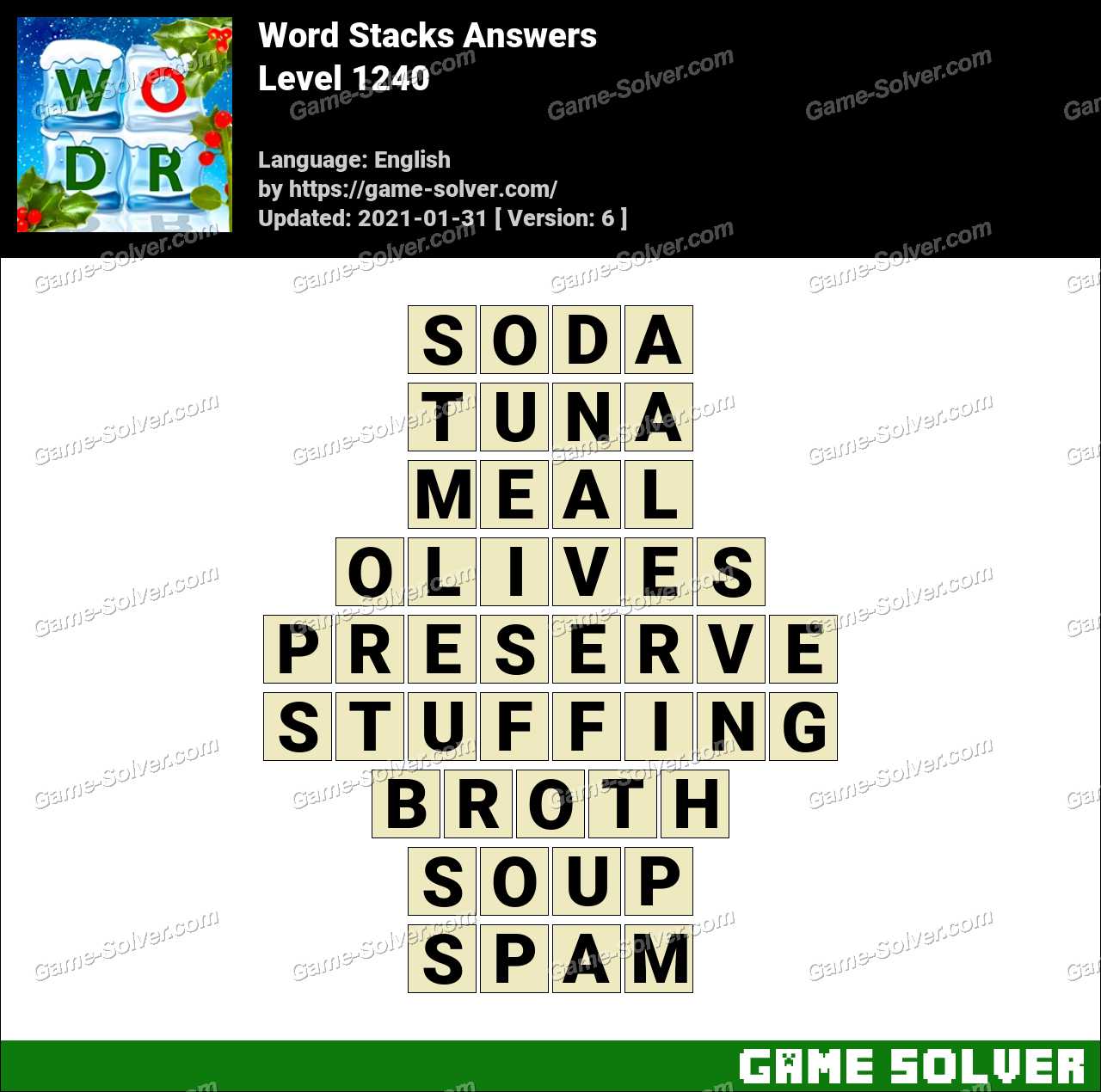 Word Stacks Level 1240 Answers Game Solver