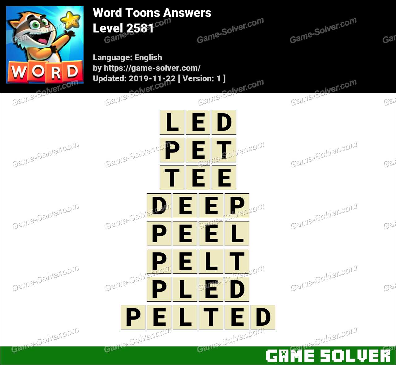 Word Toons Level 2581 Answers • Game Solver