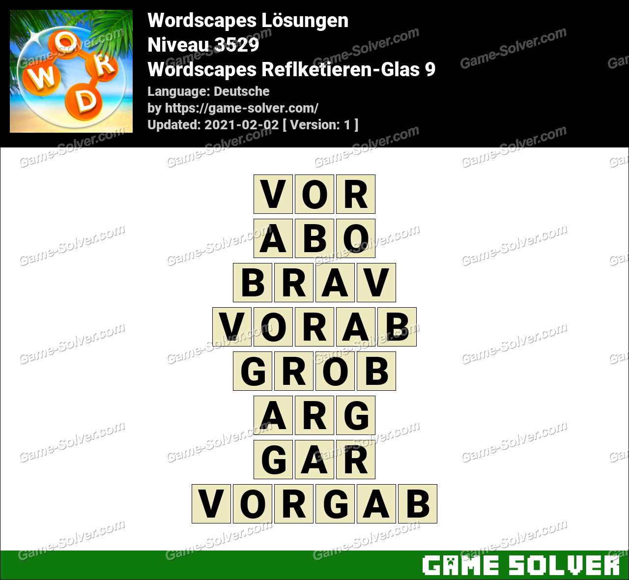 Wordscapes Reflketieren-Glas 9 Lösungen • Game Solver