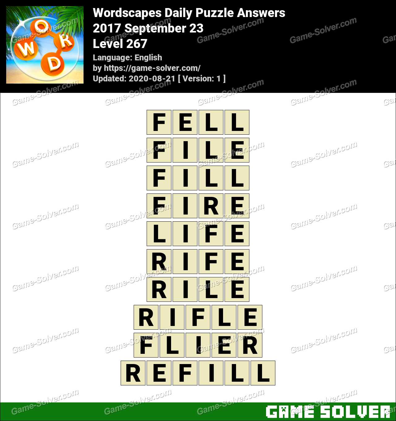 Wordscapes Daily Puzzle 17 September 23 Answers Game Solver