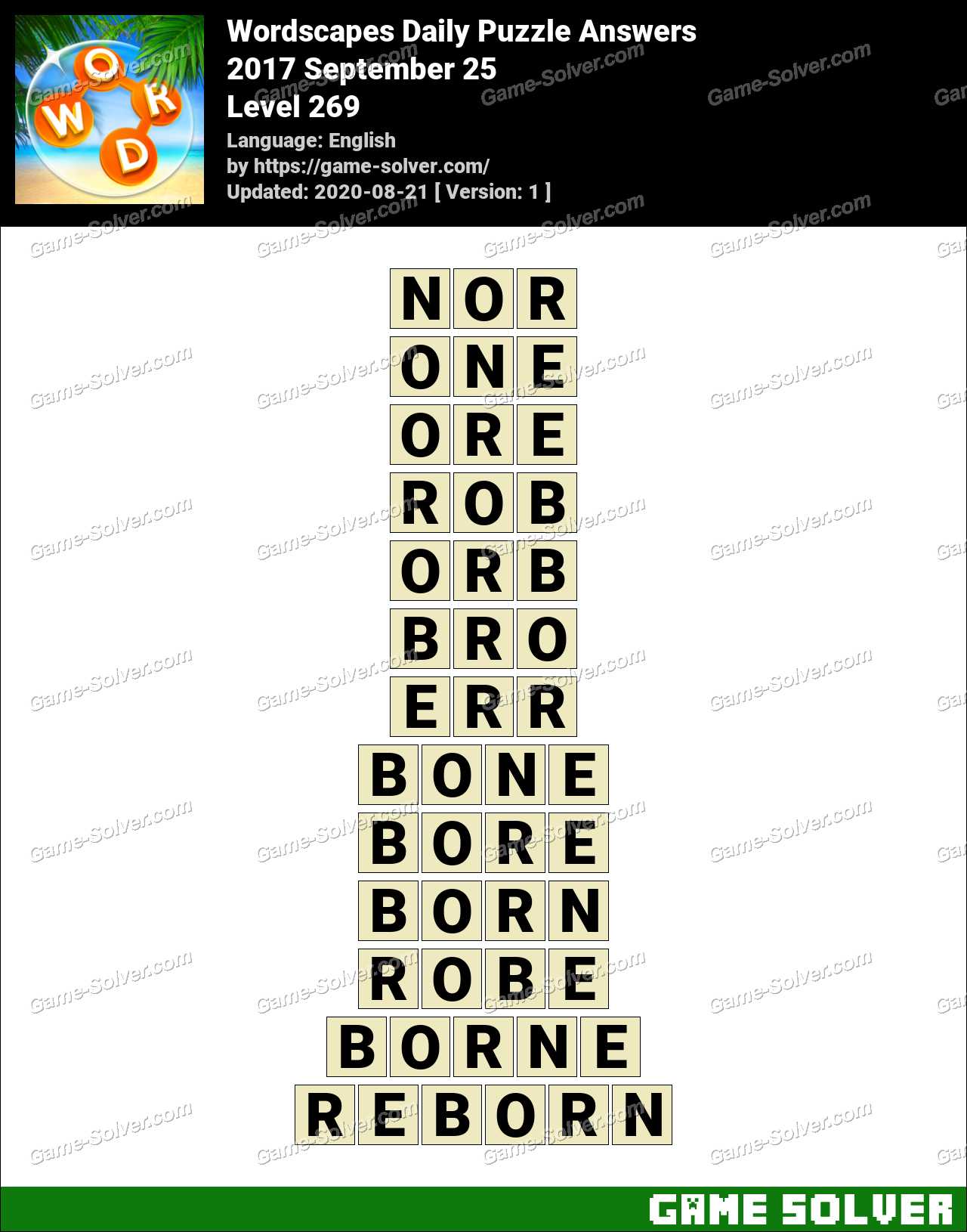 Wordscapes Daily Puzzle 17 September 25 Answers Game Solver