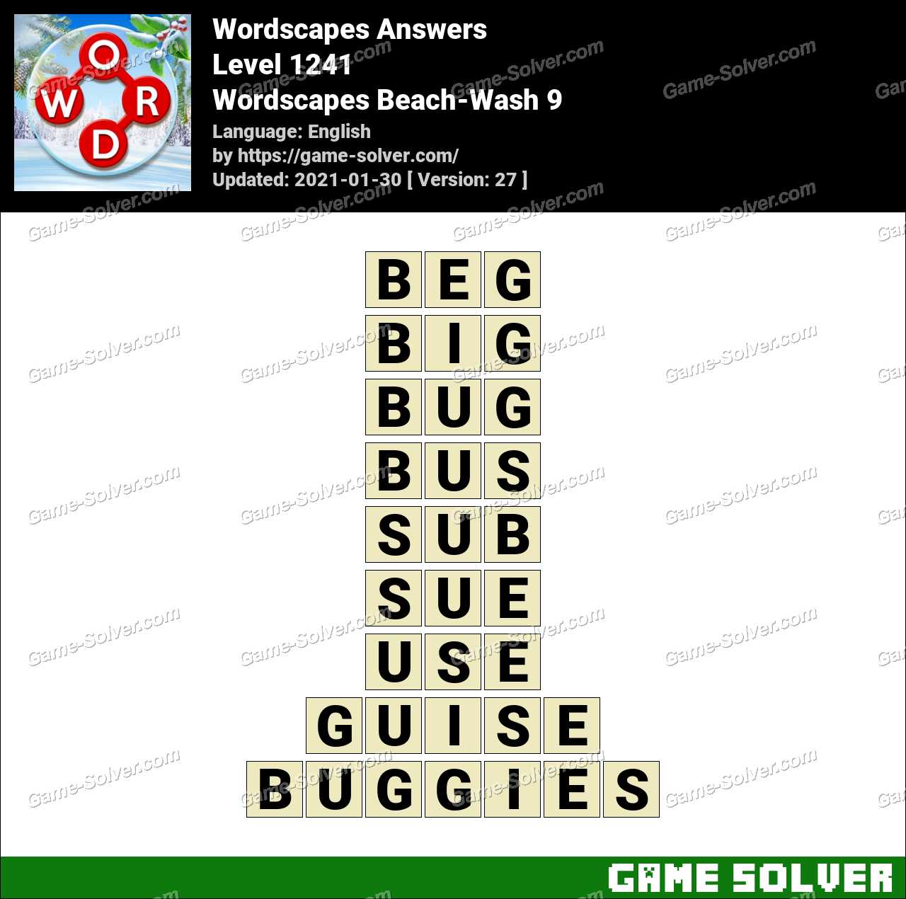 Wordscapes Beach Wash 9 Answers Game Solver