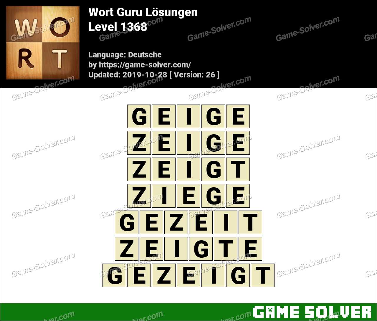 Wort Guru Level 1368 Losungen Game Solver